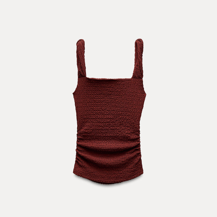 Moudda ZARA - Top Texturé à Bretelles Froncé - Tunisie 1