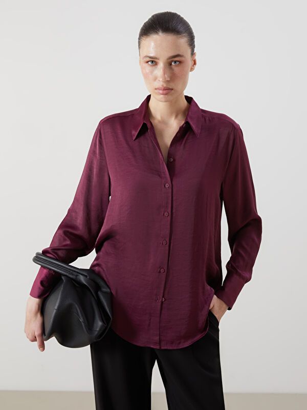 Moudda LC Waikiki - Chemise tissée manches longues Femme Prune - Tunisie 1