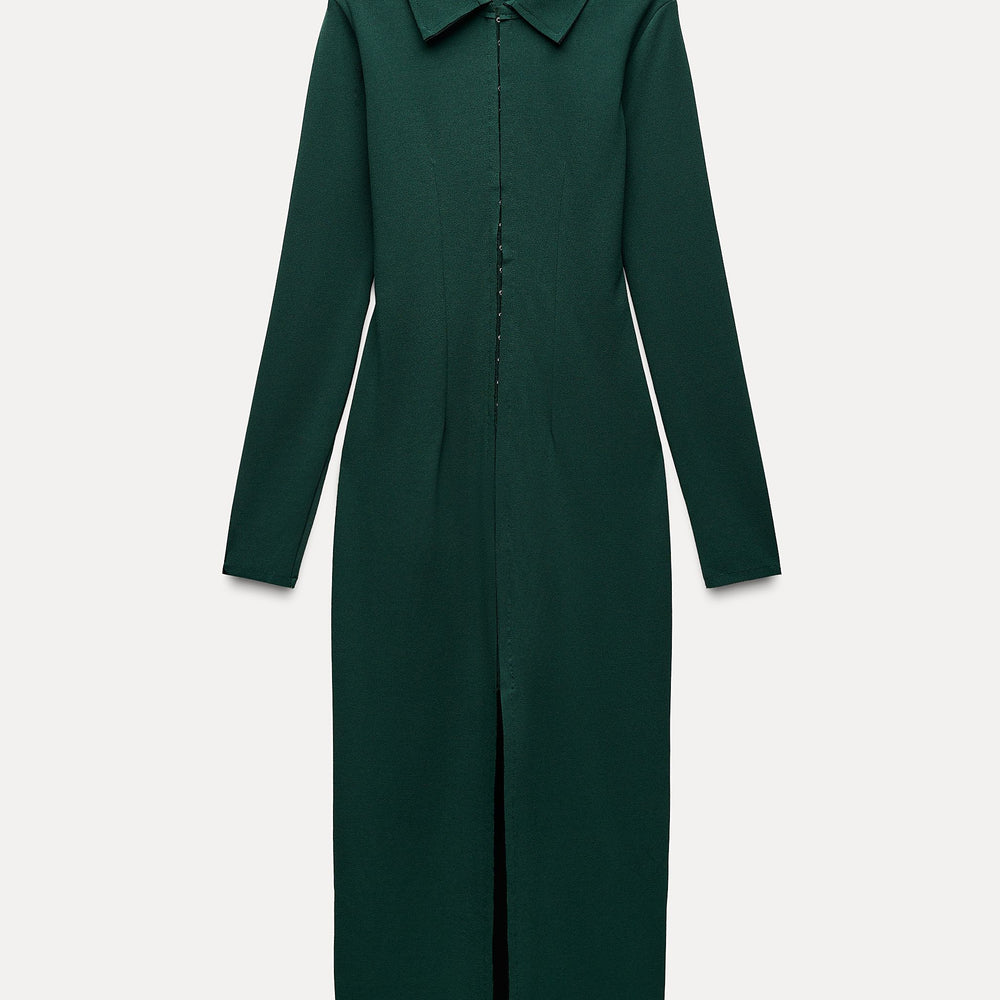 Moudda ZARA - Robe mi-longue chemise crochets manches longues crêpe - Tunisie 2