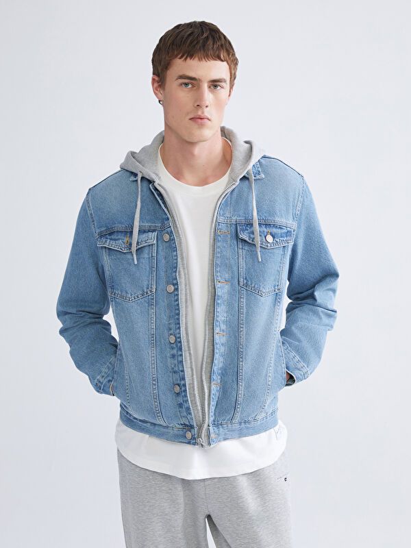 Moudda LC Waikiki - Manteau tissé en denim Homme Canne indigo clair - Tunisie 1