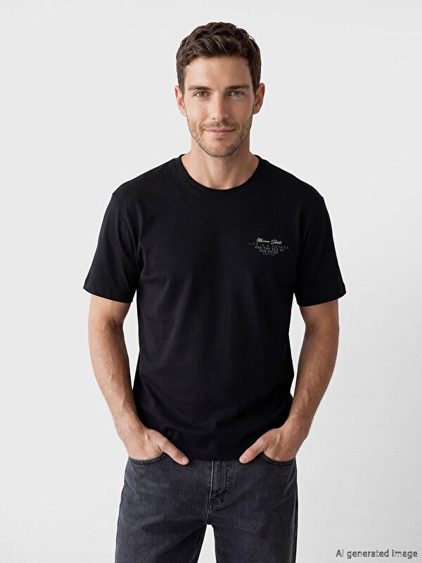 Moudda LC Waikiki - T-shirt imprimé manches courtes en jersey pour Homme couleur Noir - Tunisie 1