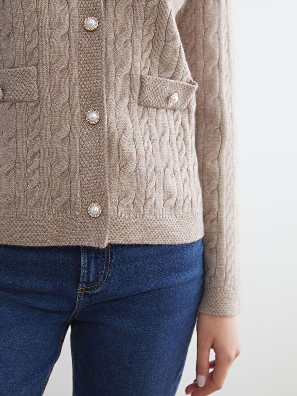 Moudda LC Waikiki - Cardigan tricot épais Femme Beige - Tunisie 3