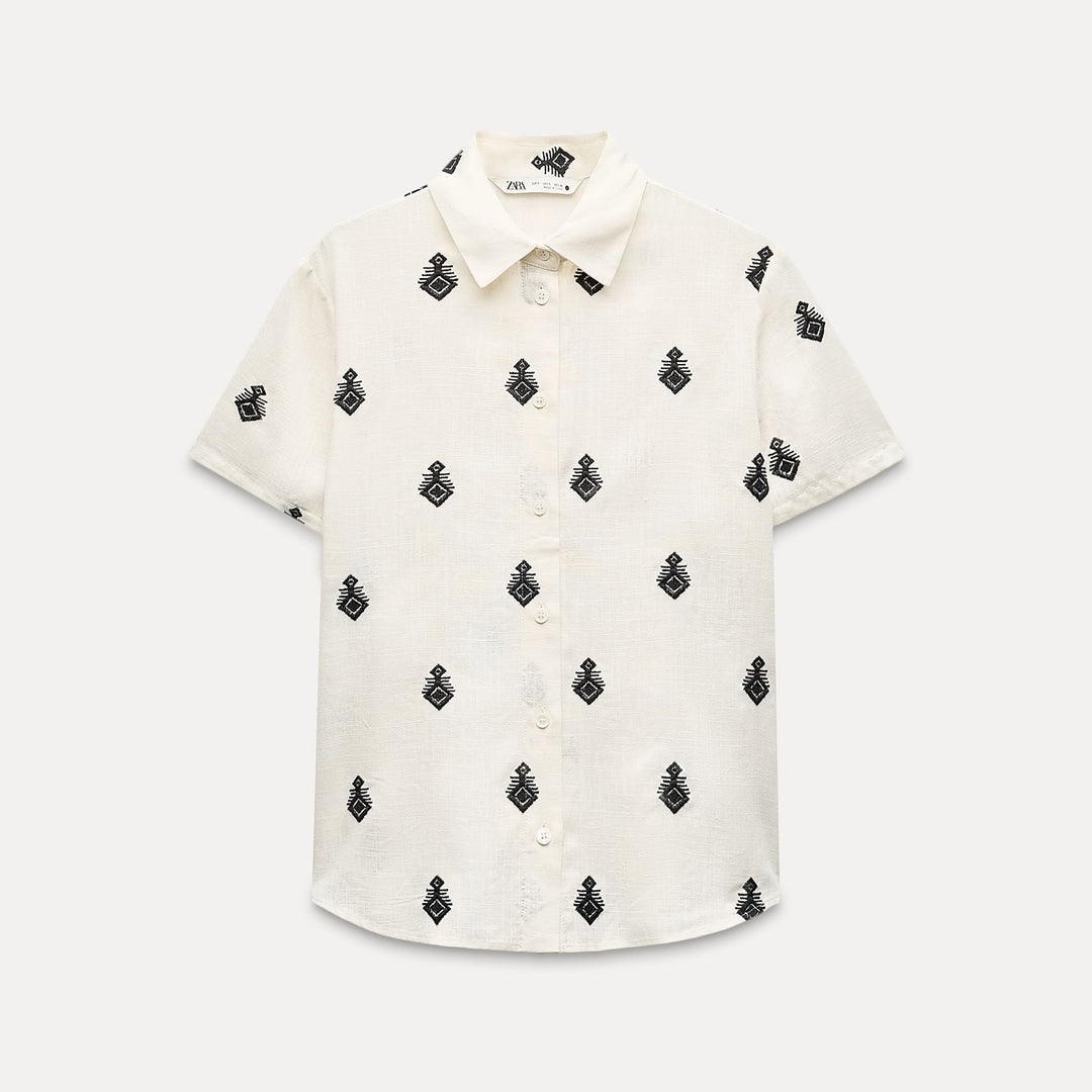 Moudda ZARA - Set top brodé noir/blanc - Tunisie 1