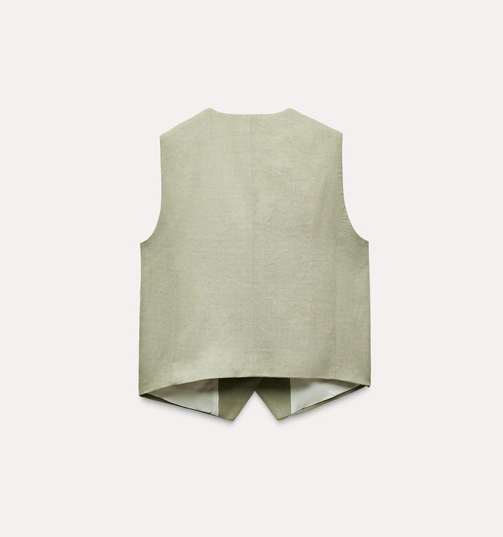 Moudda ZARA - Ensemble veste tailleur en lin, coloris vert d’eau - Tunisie 1