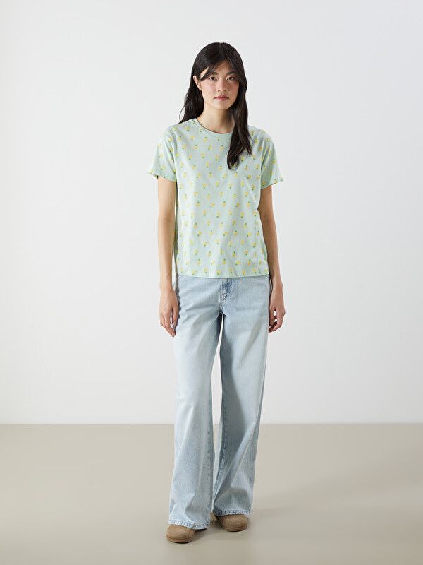 Moudda LC Waikiki - Body imprimé manches courtes en jersey pour Femme couleur Vert pastel - Tunisie 2