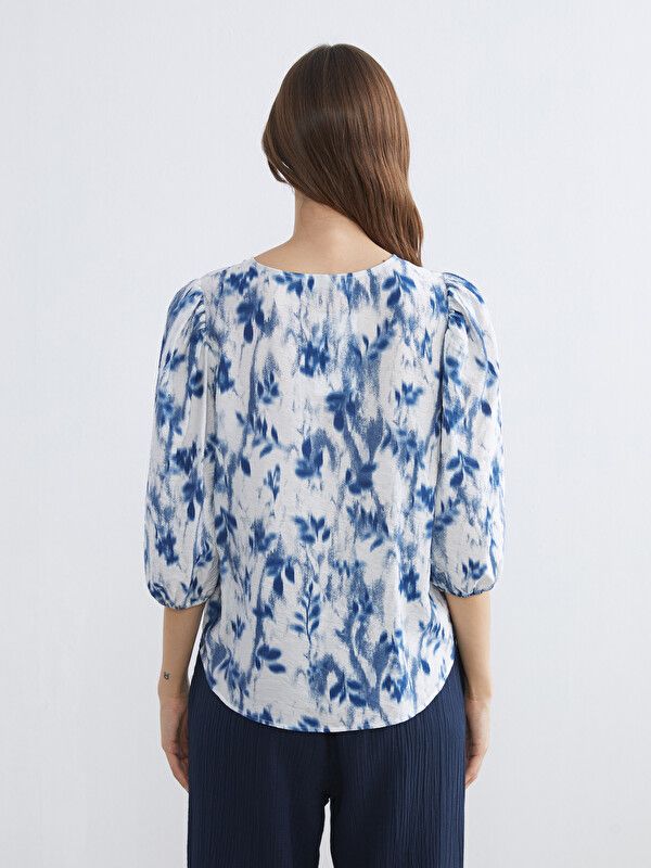 Moudda LC Waikiki - Chemisier (blouse) imprimé manches longues en tissu pour Femme couleur Bleu imprimé - Tunisie 4