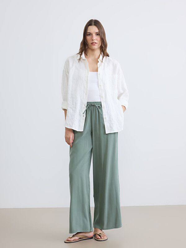 Moudda LC Waikiki - Pantalon fin en tissu pour Femme couleur Vert clair - Tunisie 1