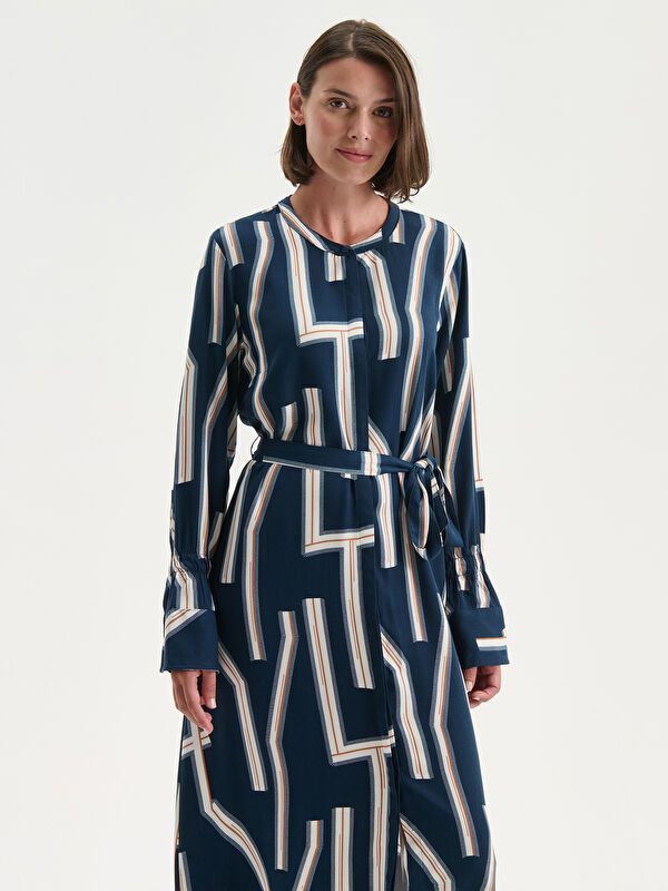 Moudda LC Waikiki - Robe tissée manches longues Femme Imprimé marine - Tunisie 2