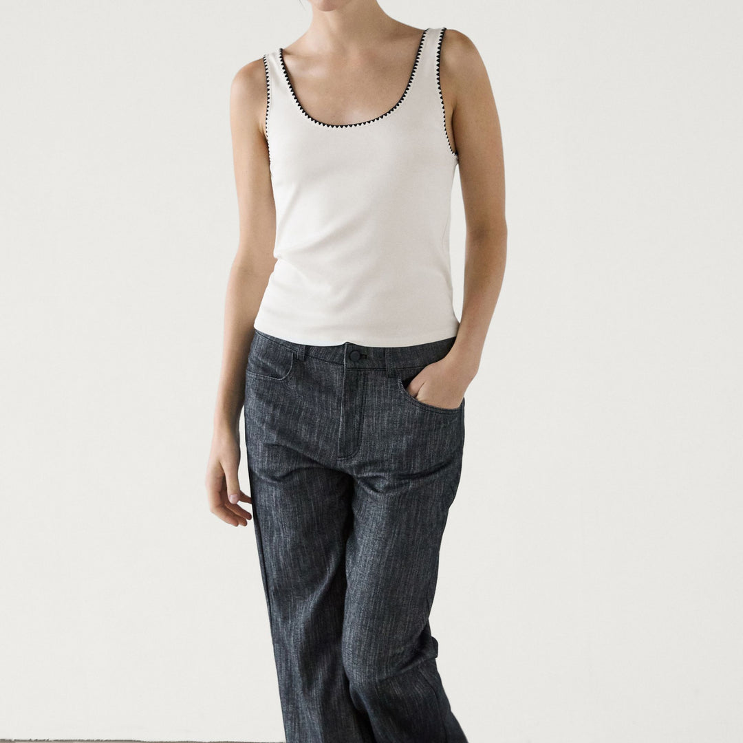 Moudda Massimo Dutti - T-shirt fines bretelles liseré clouté - Tunisie 8