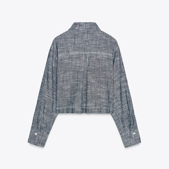 Moudda ZARA - Chemise Lin Indigo - Col Chemisier & Poches - Tunisie 2