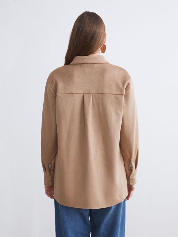 Moudda LC Waikiki - Chemise tissée manches longues Femme Brun clair - Tunisie 5