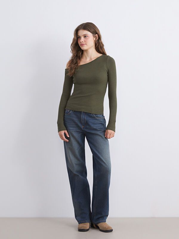 Moudda LC Waikiki - Body en jersey manches longues Femme Vert - Tunisie 2