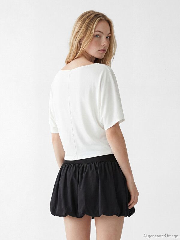 Moudda LC Waikiki - Body manches courtes en jersey pour Femme couleur Blanc - Tunisie 4