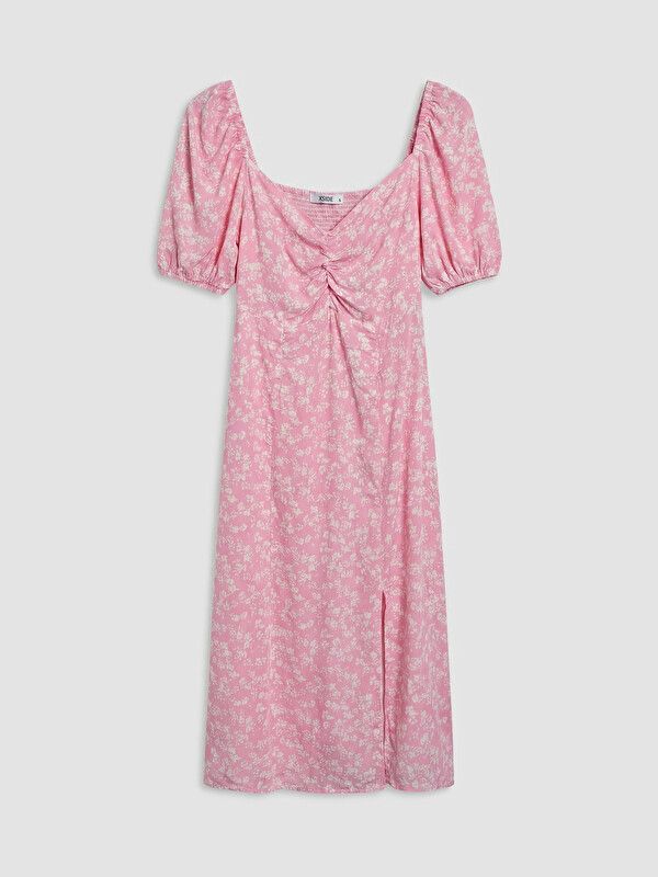 Moudda LC Waikiki - Robe manches courtes en tissu pour Femme couleur Rose imprimé - Tunisie 1