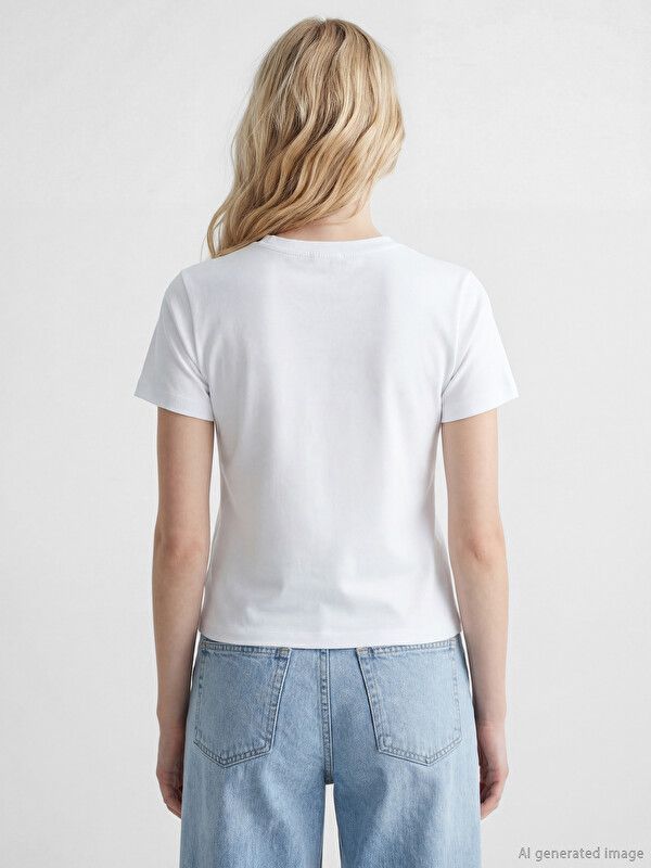 Moudda LC Waikiki - Body imprimé manches courtes en jersey pour Femme couleur Blanc - Tunisie 3