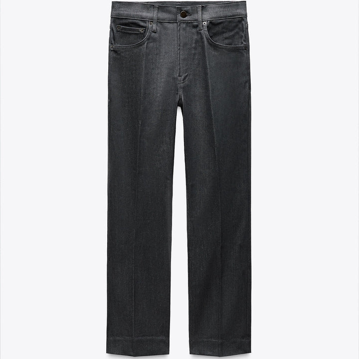 Moudda ZARA - Pantalon Bootcut - Taille Haute & Cropped Gris - Tunisie 1