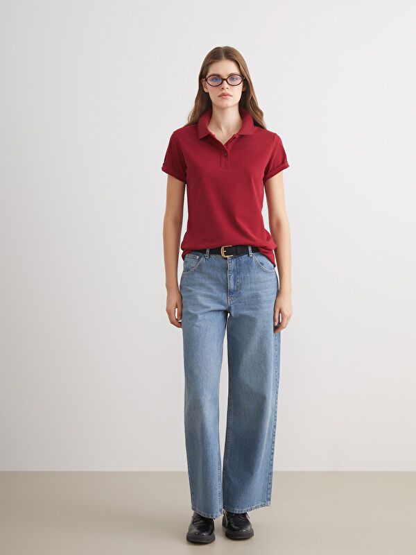 Moudda LC Waikiki - Body jersey manches courtes Femme Bordeaux légers - Tunisie 2