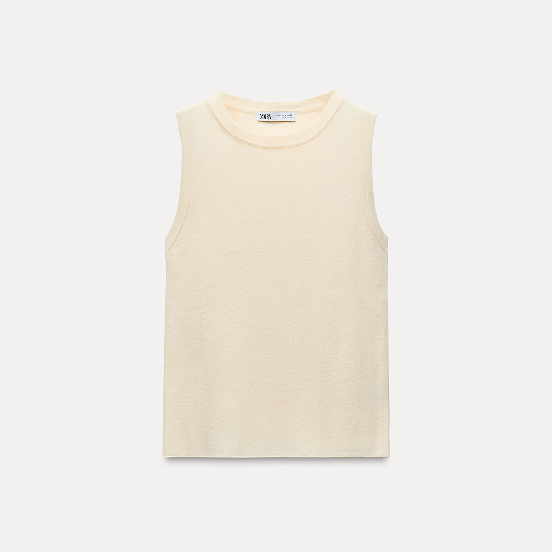 Moudda ZARA - Top col droit sans manches toucher cachemire - Tunisie 1