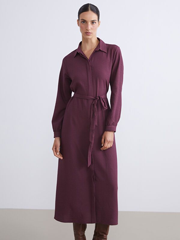Moudda LC Waikiki - Robe tissée manches longues Femme Bordeaux - Tunisie 1