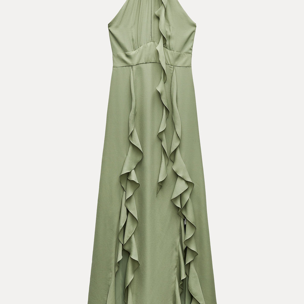 Moudda ZARA - Robe mi-longue col licou détail fleur verte - Tunisie 2