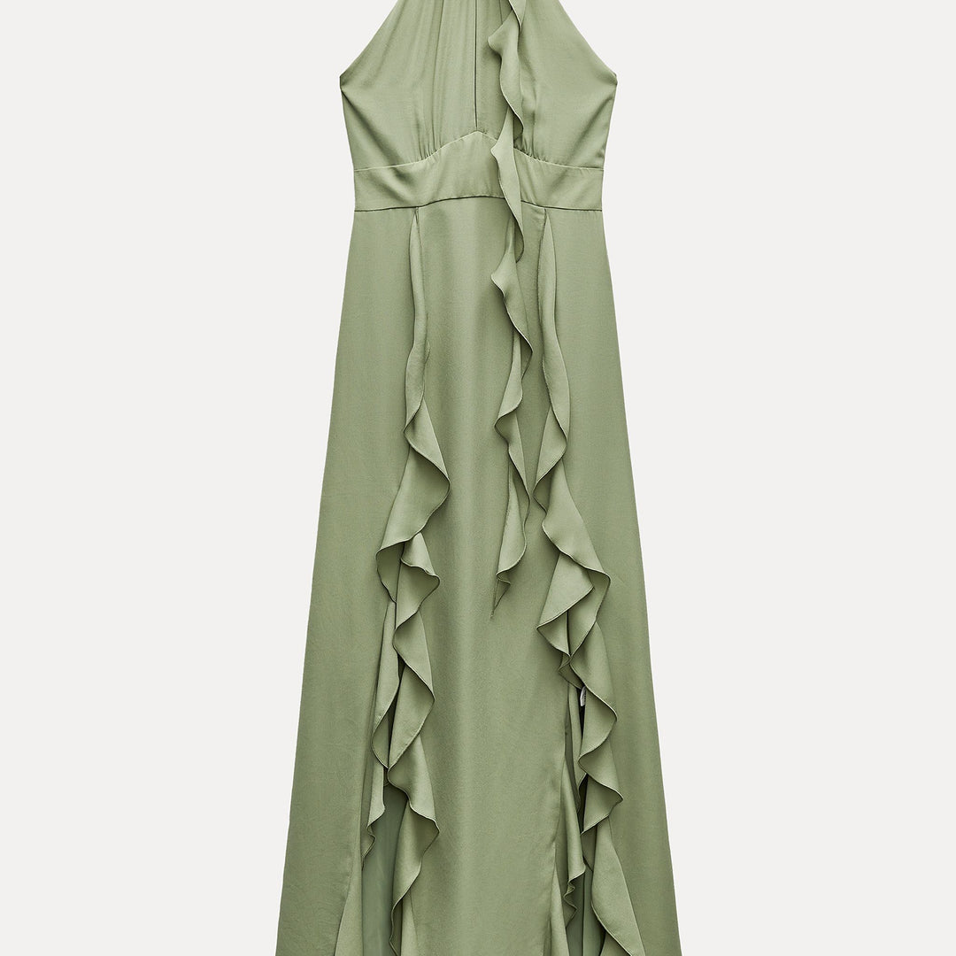 Moudda ZARA - Robe mi-longue col licou détail fleur verte - Tunisie 2