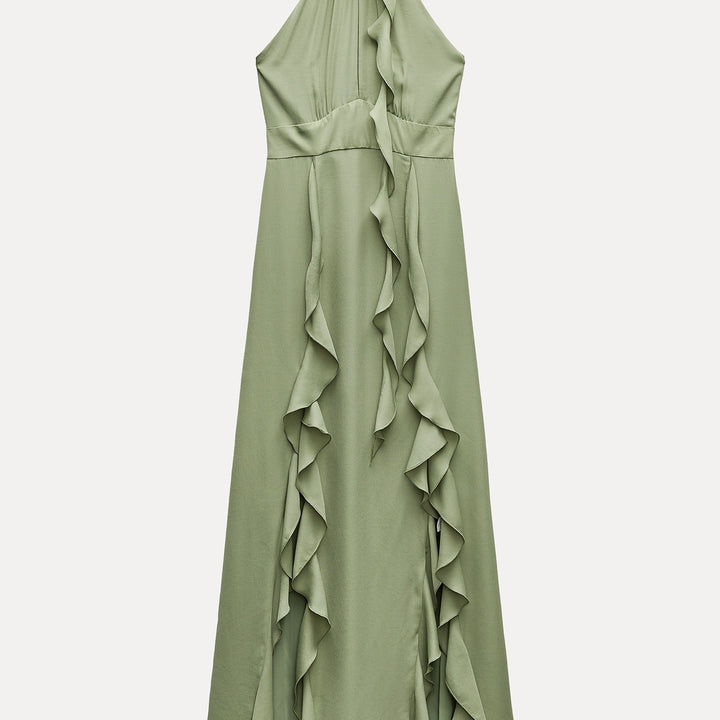 Moudda ZARA - Robe mi-longue col licou détail fleur verte - Tunisie 2