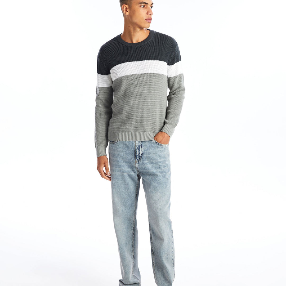 Moudda LC Waikiki - Pull rayé en tricot Homme Gris - Tunisie 2