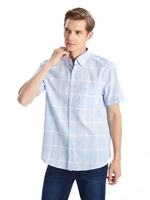 Moudda LC Waikiki - Chemise à carreaux manches courtes en tissu tissé pour Homme - Tunisie 1