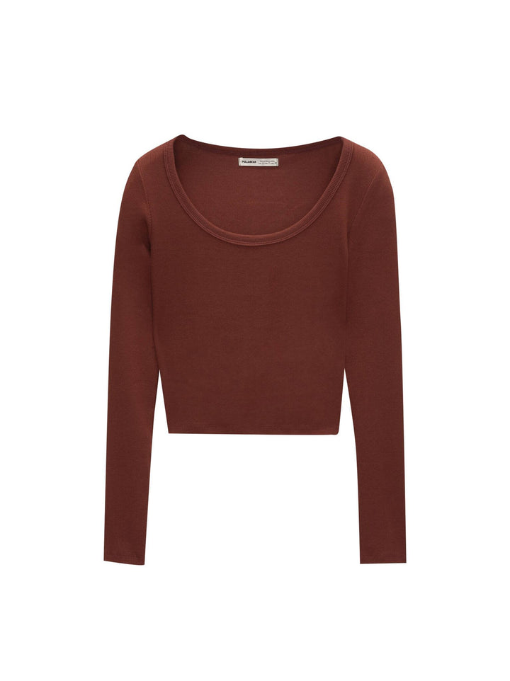 Moudda PULL & BEAR - T-Shirt - Côtes & Col Rond (Bordeaux) - Tunisie 1