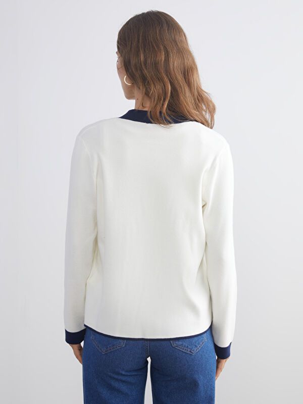 Moudda LC Waikiki - Cardigan tricot moyen Femme Ecru - Tunisie 4