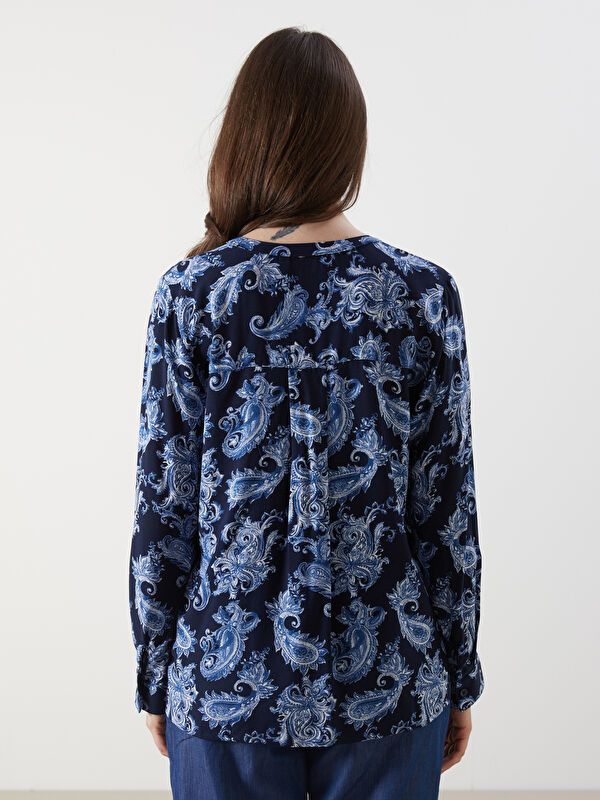 Moudda LC Waikiki - Blouse tissée imprimée manches longues Femme Imprimé marine - Tunisie 4