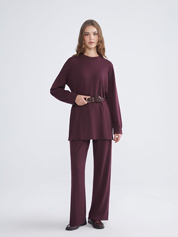 Moudda LC Waikiki - Tunique en jersey manches longues Femme Bordeaux - Tunisie 2