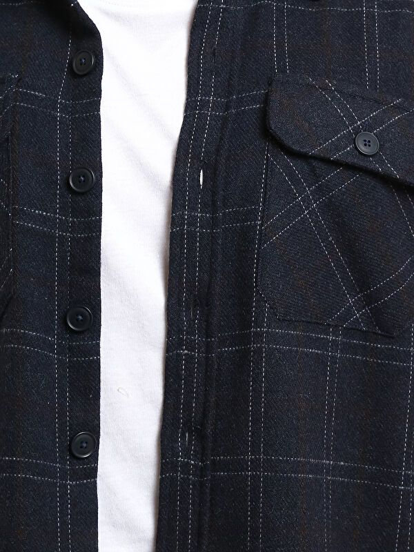 Moudda LC Waikiki - Surchemise en tissu (Shacket) couleur Bleu marine pour hommes - Tunisie 3