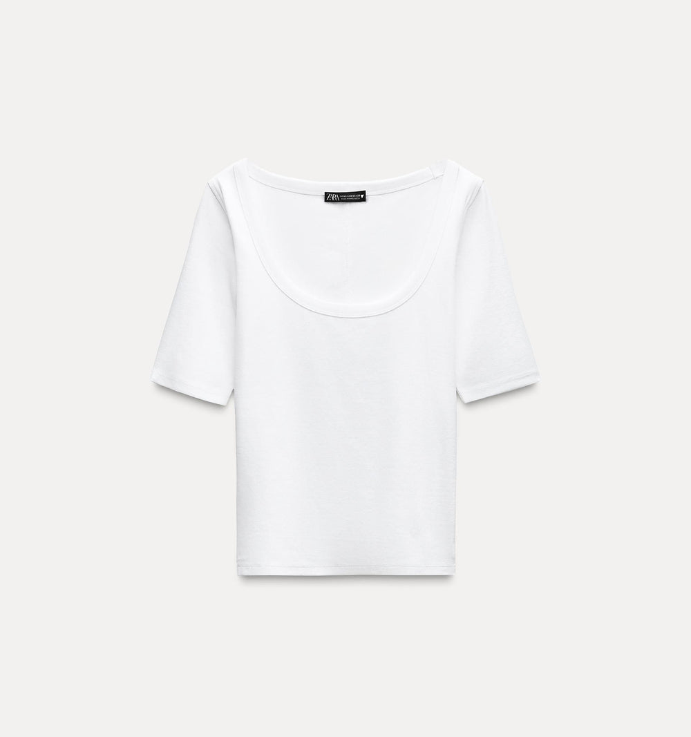 Moudda ZARA - T-shirt col rond en coton extensible - Tunisie 2