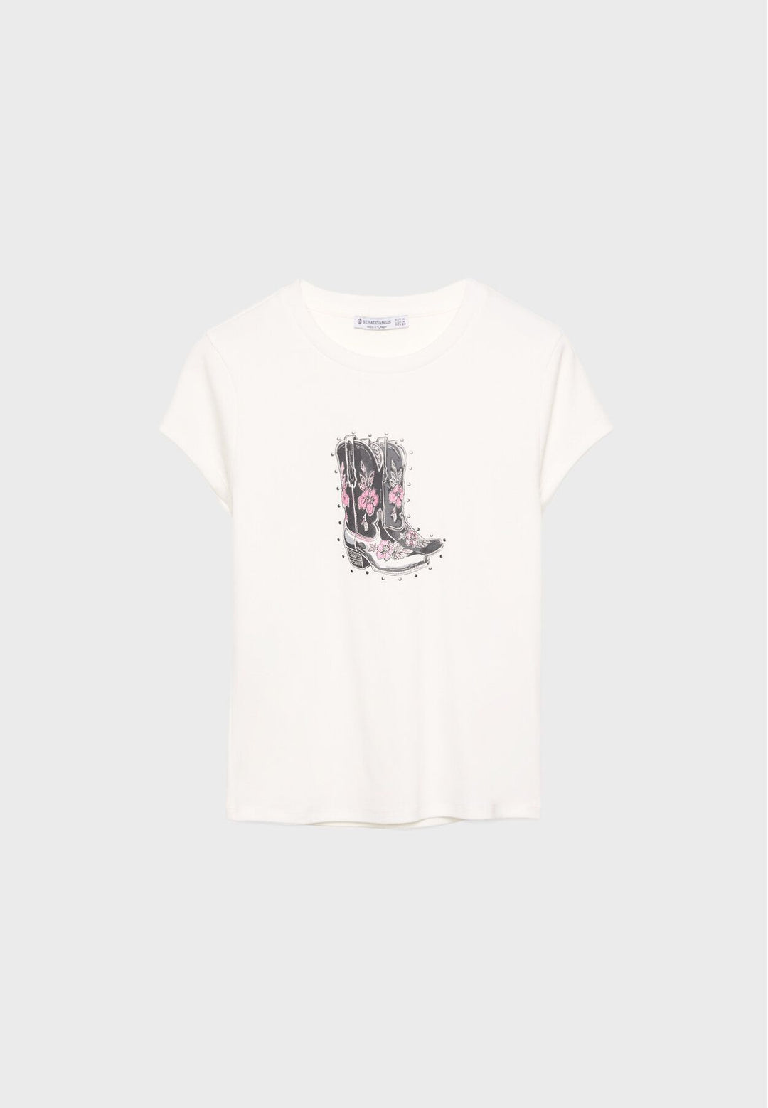 Moudda STRADIVARIUS - T-Shirt M/C Col Rond Imprimé avec Clous - Tunisie 2
