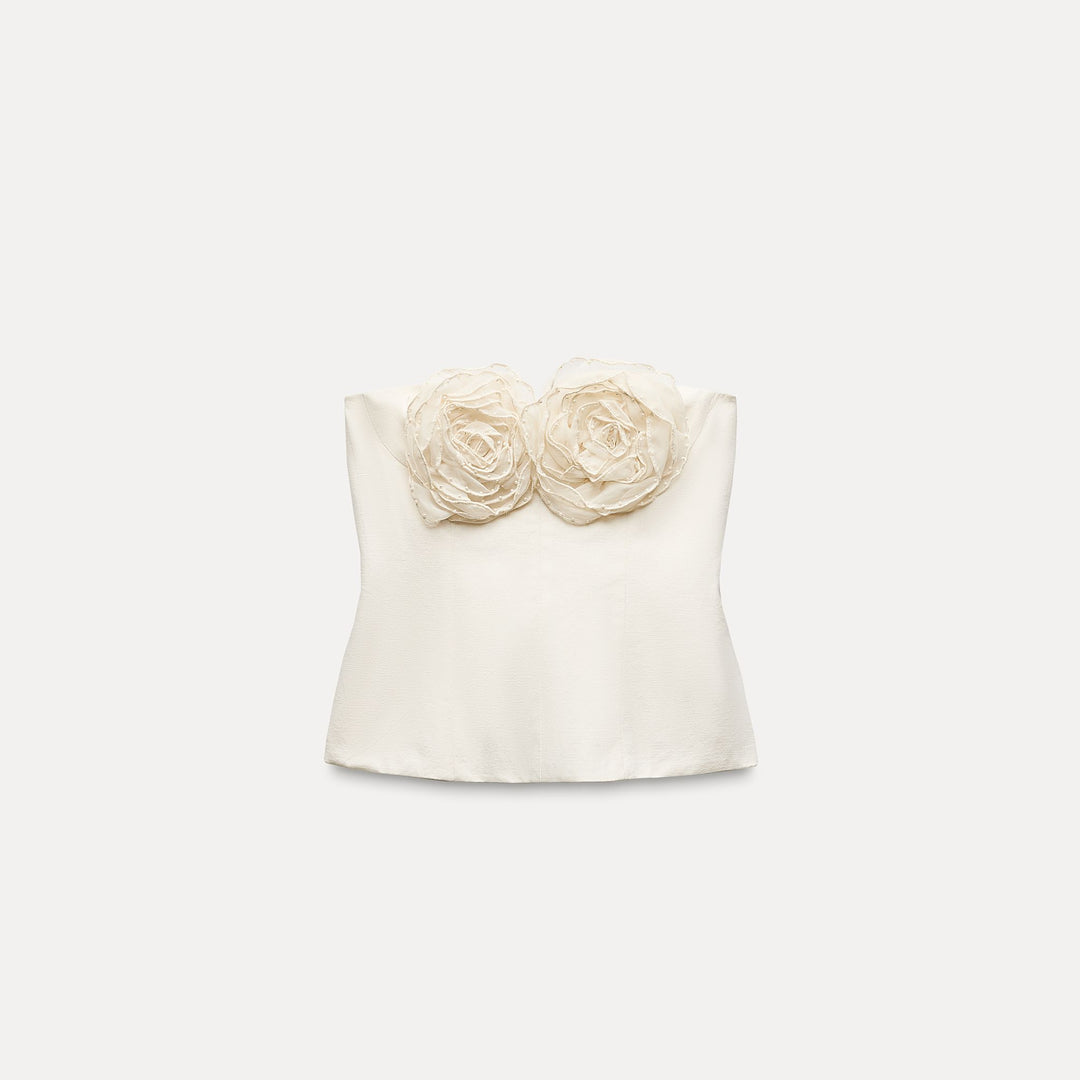 Moudda ZARA - Top lin col bateau fleurs - Tunisie 2