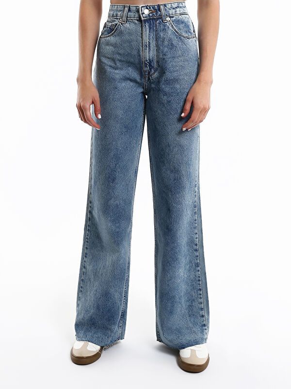 Moudda LC Waikiki - Pantalon tissé en denim Femme Bleu moyen - Tunisie 2