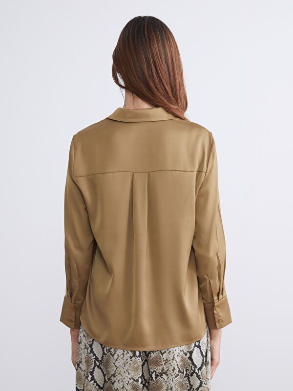 Moudda LC Waikiki - Chemise tissée manches longues Femme Kaki - Tunisie 4