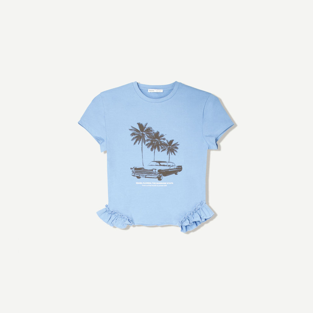 Moudda BERSHKA - T-Shirt Imprimé - Volants Bas - Tunisie 2