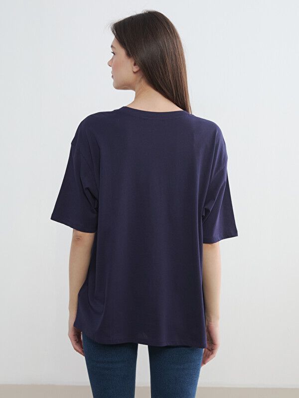 Moudda LC Waikiki - Body imprimé manches courtes en jersey pour Femme couleur Bleu marine - Tunisie 3