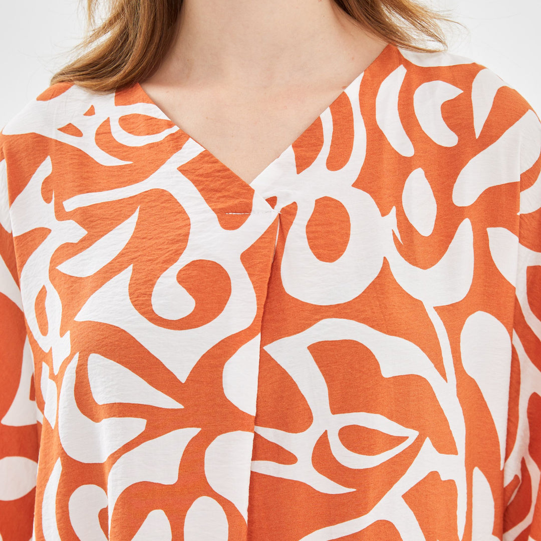 Moudda LC Waikiki - Robe tissée manches courtes Femme Imprimé orange - Tunisie 3