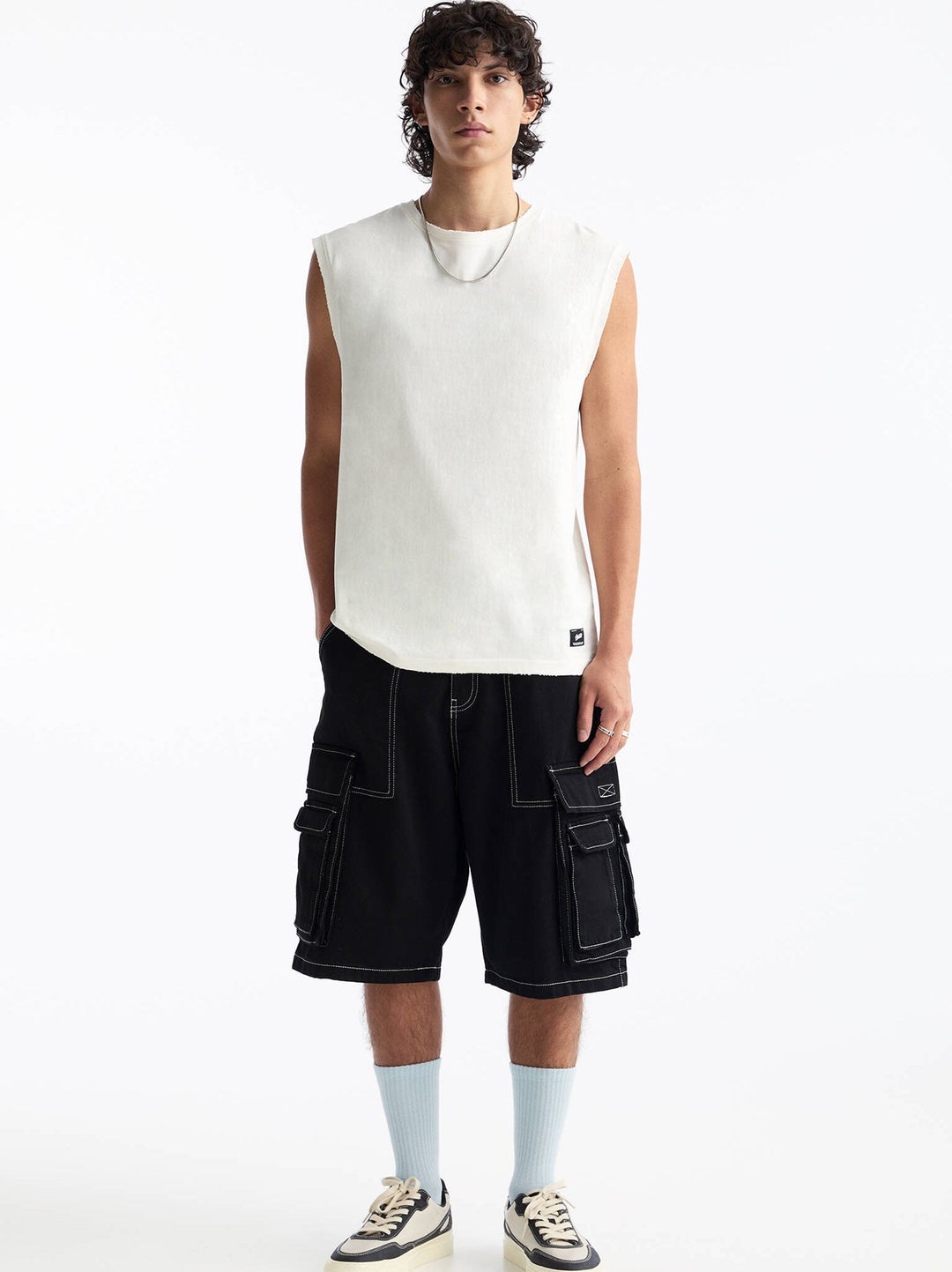 Moudda PULL & BEAR - Bermuda Denim Cargo Multi-Poches Contrast ST - Tunisie 4