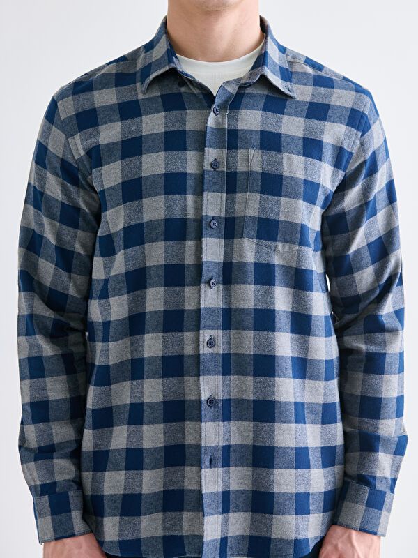 Moudda LC Waikiki - Chemise tissée à carreaux manches longues Homme Carreaux marine - Tunisie 3