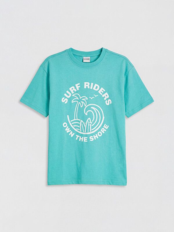Moudda LC Waikiki - T-shirt manches courtes en jersey pour Garçon couleur Vert aqua - Tunisie 1