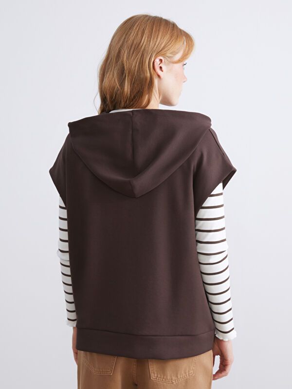 Moudda LC Waikiki - Tunique jersey manches courtes Femme Brun - Tunisie 4