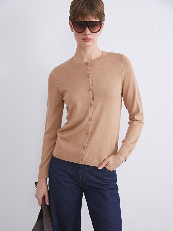 Moudda LC Waikiki - Cardigan fin en tricot Femme Chameau - Tunisie 1