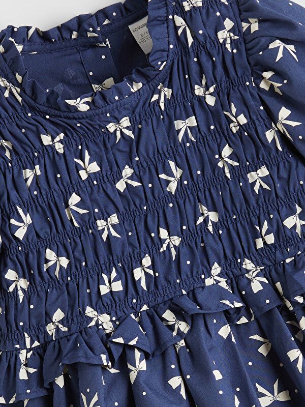 Moudda LC Waikiki - Robe manches courtes en tissu pour Fille couleur Bleu marine imprimé - Tunisie 2