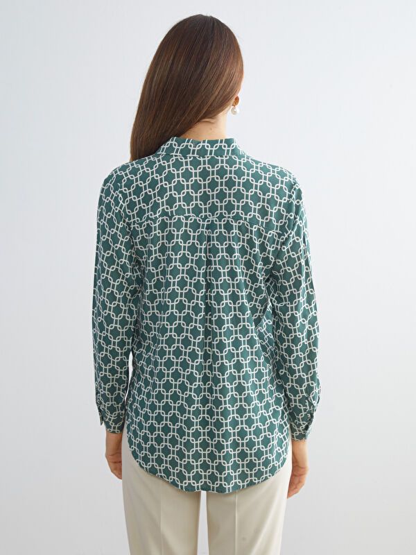 Moudda LC Waikiki - Chemise tissée imprimée manches longues Femme Imprimé vert - Tunisie 5