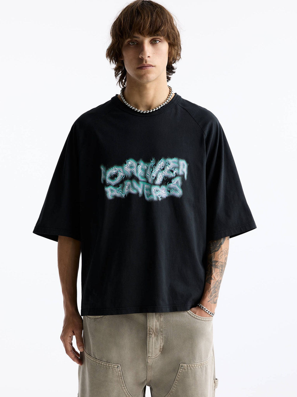 Moudda PULL & BEAR - T-Shirt Demi-Manches Purple 02 Noir - Tunisie 2
