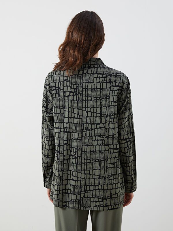 Moudda LC Waikiki - Chemise tissée imprimée manches longues Femme Kaki imprimé - Tunisie 4